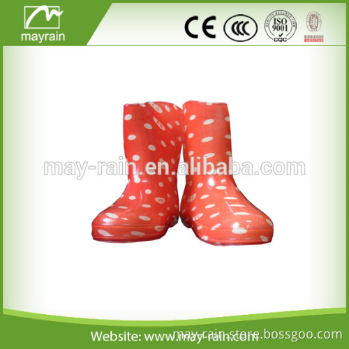 all over dot print red kids waterproof rain boots